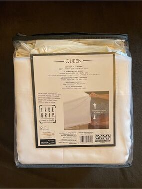 Queen White Bed Sheet Set with True Grip - Queen Size